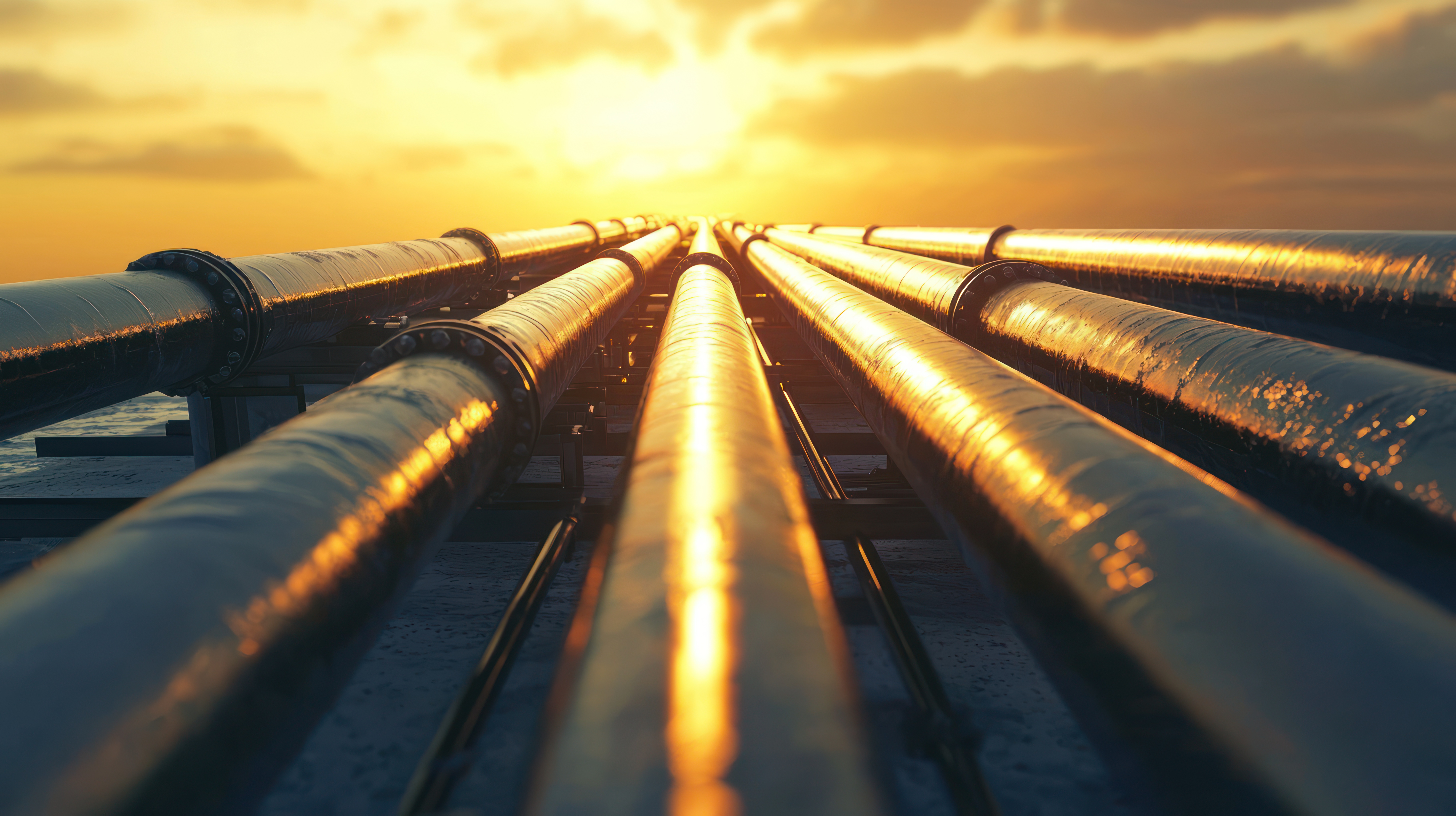 Oil gas pipeline stretching across landscape